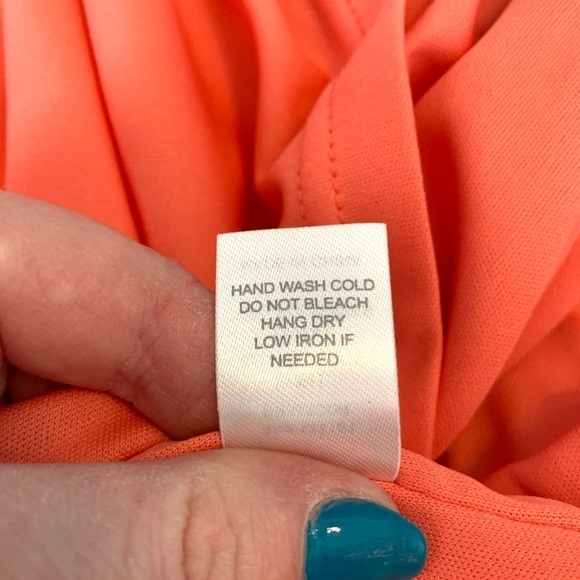 Charming Charlie Cold Shoulder Coral and Brown Retro Leaves Maxi Dress - Picture 11 of 15